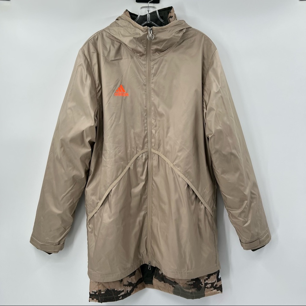 Never worn Adidas Men’s Size Medium Tan Adv Coat Parka Jacket Camo Tango Soccer.